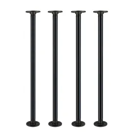 1 in. x 30 in.  Noir Black Round Flange Pipe Table Legs - 4 Pack
