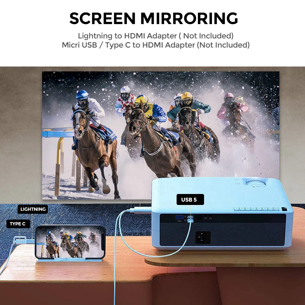 1080P LED Projector |7000 Lumens/Screen Size upto 300 inch| Full HD Home Theater Outdoor Gaming Projectors