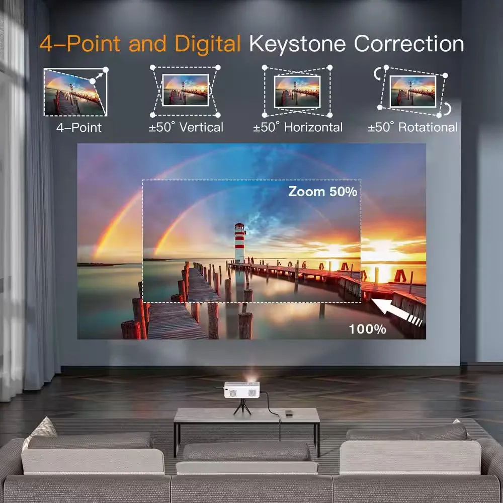 1920 X 1080 Native Keystone Projector, 500 ANSI, 4K Support, 15000 Lumens
