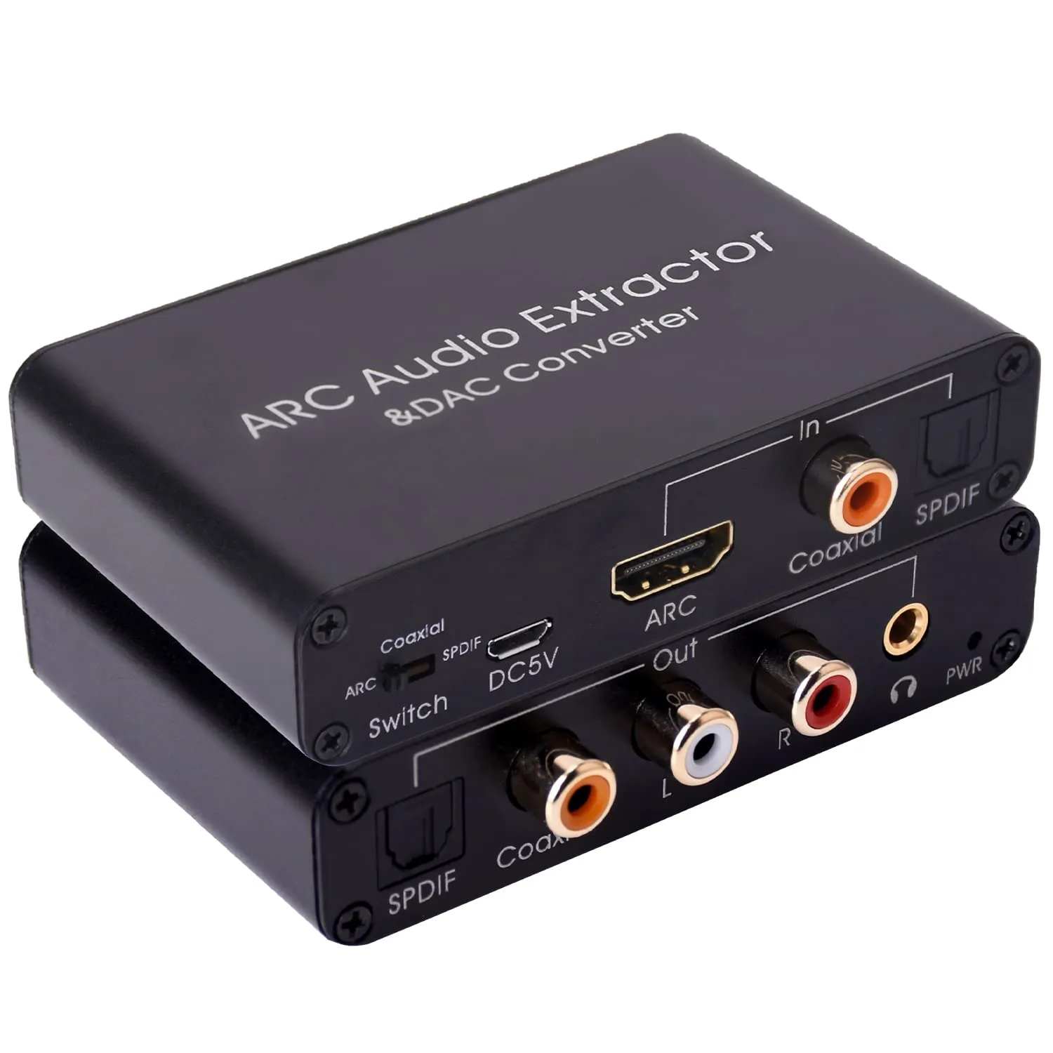 192KHz ARC Audio Extractor DAC Converter, Tendak Digital to Analog Audio Converter, Optical Toslink SPDIF Coaxial HDMI ARC Input to Optical Toslink SPDIF Coaxial Stereo L/R 3.5mm Jack Output