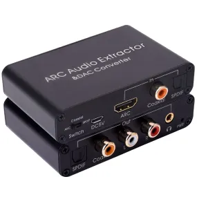 192KHz ARC Audio Extractor DAC Converter, Tendak Digital to Analog Audio Converter, Optical Toslink SPDIF Coaxial HDMI ARC Input to Optical Toslink SPDIF Coaxial Stereo L/R 3.5mm Jack Output