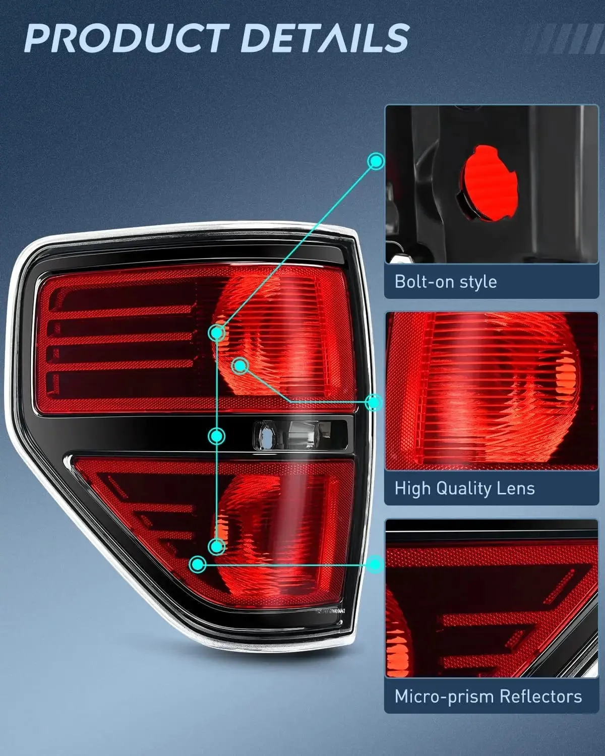 2009-2014 Ford F150 Tail light Assembly Rear Lamp Replacement OE Style Red Housing Driver Side