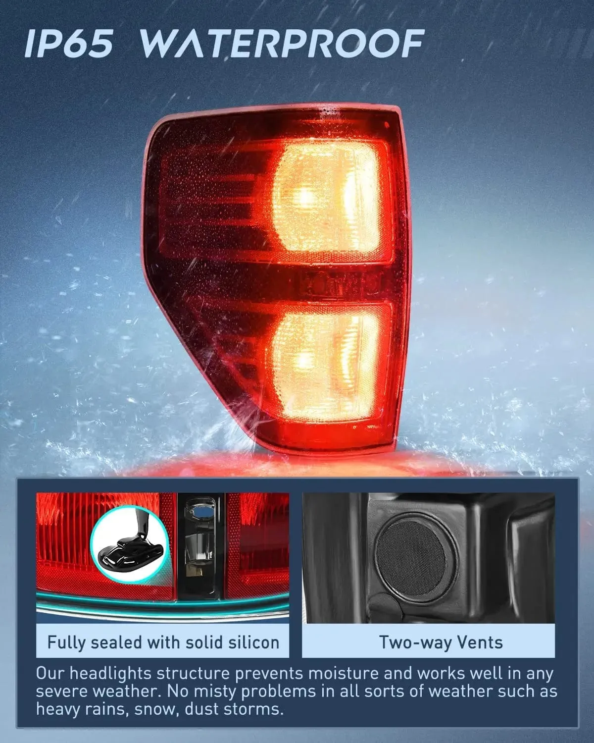 2009-2014 Ford F150 Tail light Assembly Rear Lamp Replacement OE Style Red Housing Driver Side