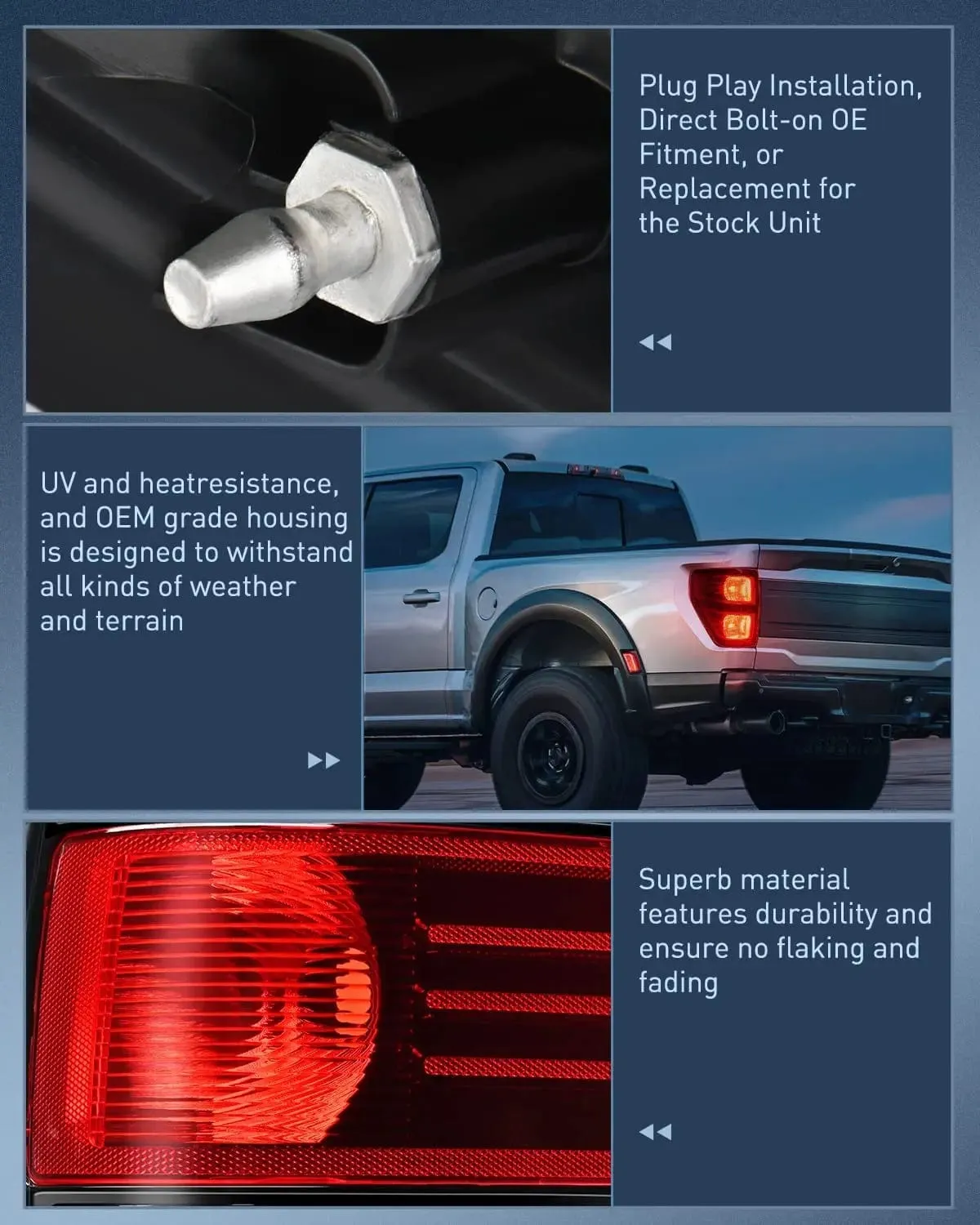2009-2014 Ford F150 Tail light Assembly Rear Lamp Replacement OE Style Red Housing Driver Side