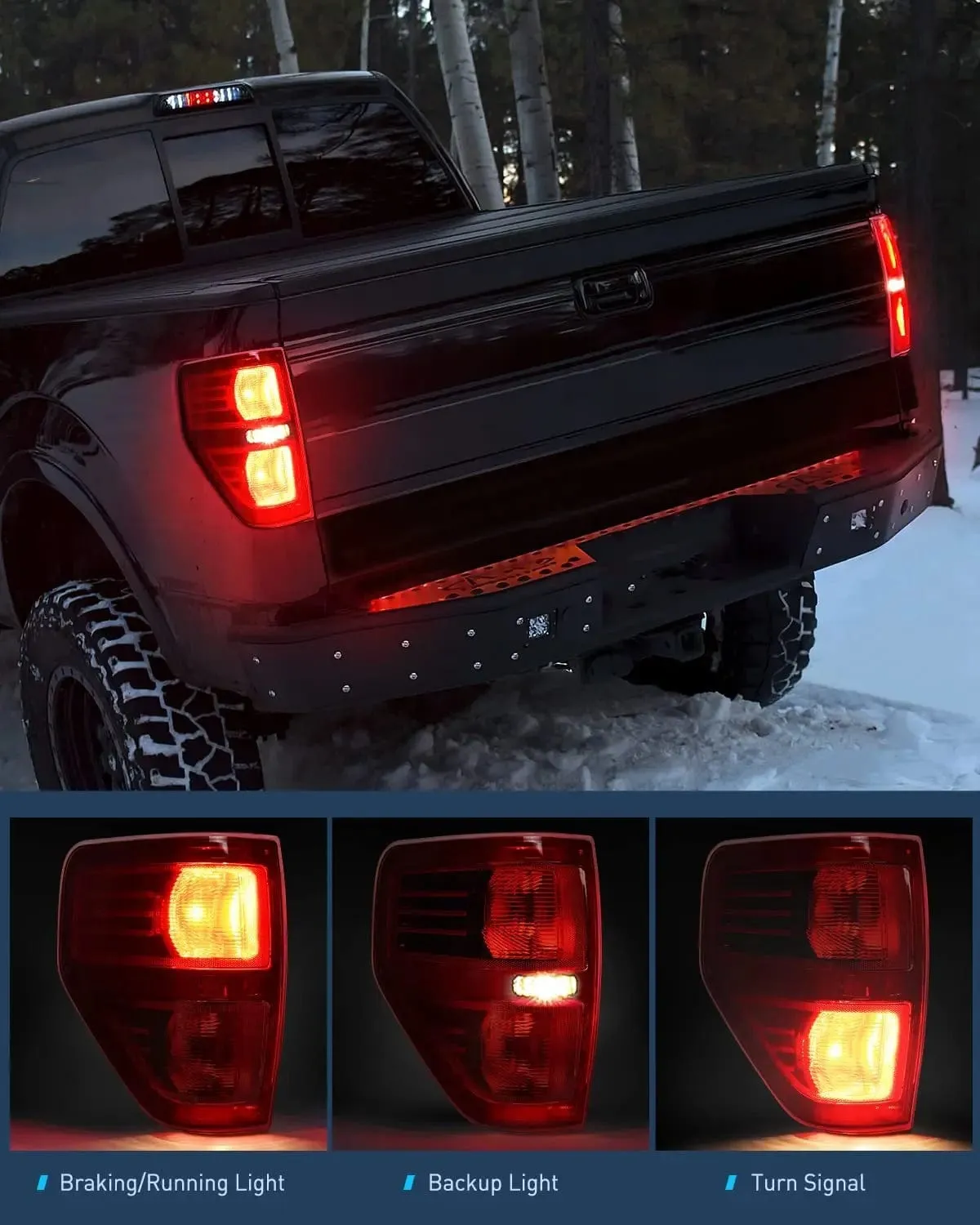2009-2014 Ford F150 Tail light Assembly Rear Lamp Replacement OE Style Red Housing Driver Side