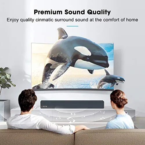 2.1 Channel 100Watt Sound bar(2020 Model), Bestisan Soundbar with Built in Subwoofer Bluetooth 5.1 Surround Sound Systems (32Inches, DSP, Touch Remote Control, Bass Adjustable)