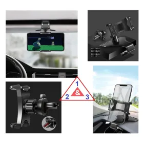 3 in 1 Car GPS Smartphone Holder: Dashboard / Visor Clamp   AC Grid Clip for Nokia 7.1 (2018) - Black