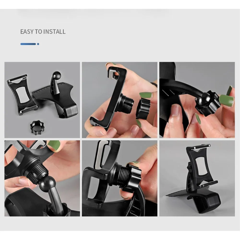 3 in 1 Car GPS Smartphone Holder: Dashboard / Visor Clamp   AC Grid Clip for Nokia 7.1 (2018) - Black