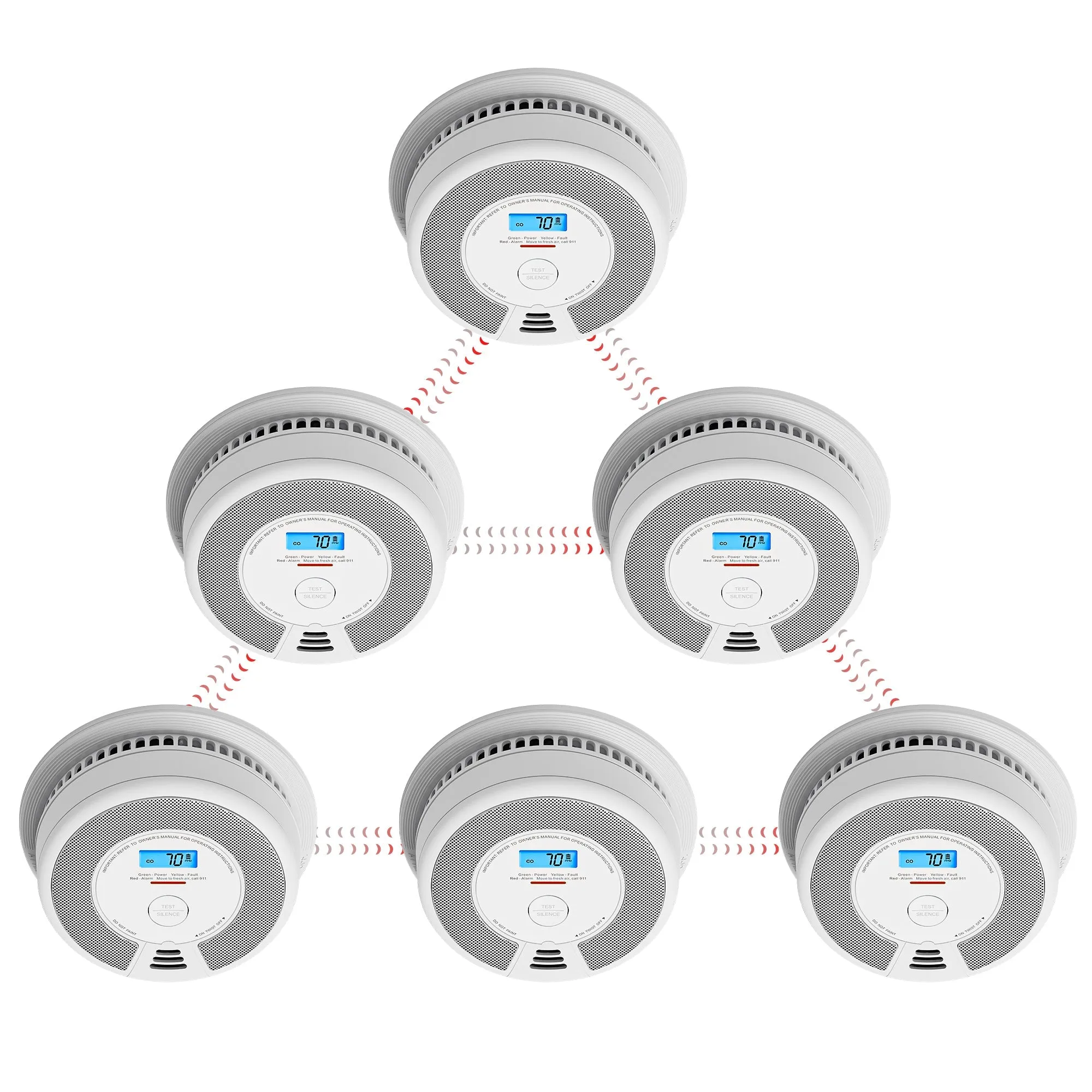 3 Pack SC07-W Wireless Interconnected Combination Smoke and Carbon Monoxide Detector