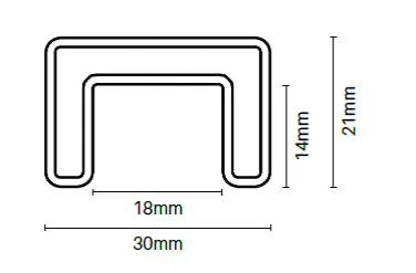 30 x 21mm Nanorail Deluxel – Suits Glass Up To 15mm Thick – Polish, Handrail