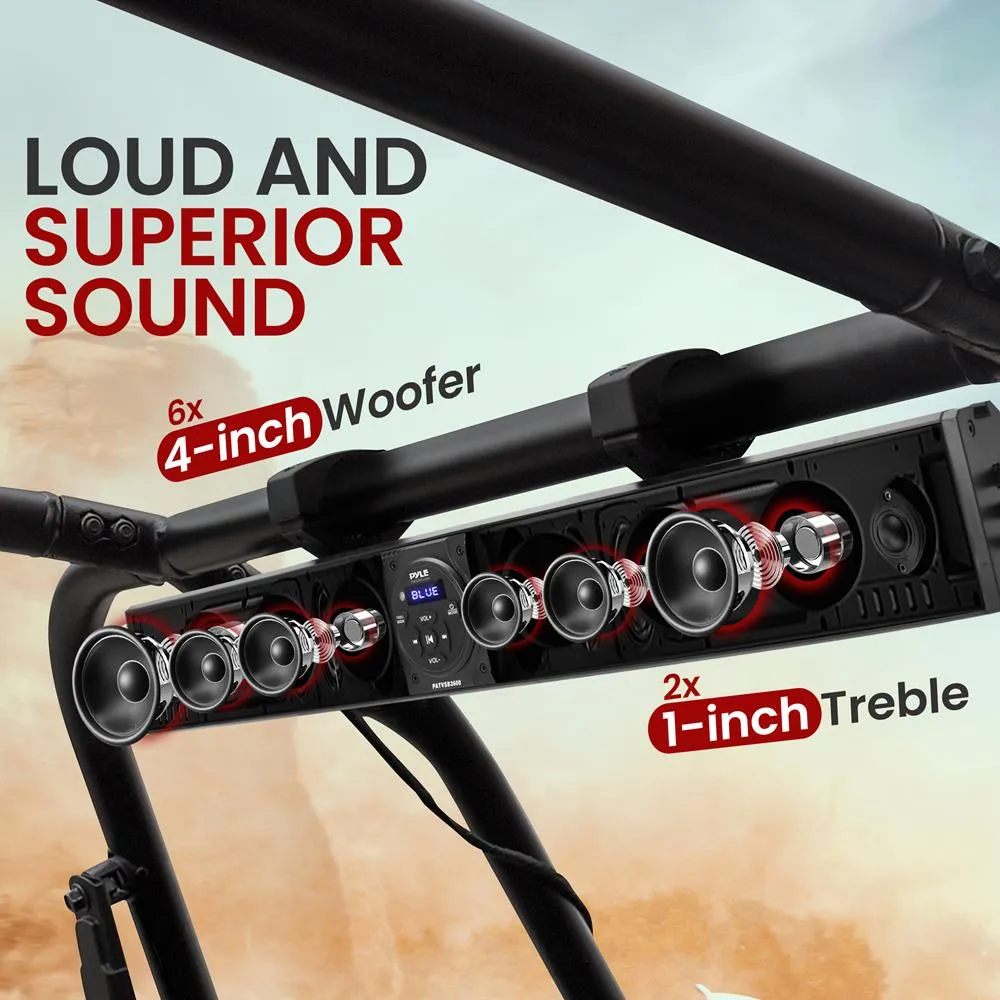 36" Wide Aluminum Alloy Sound Bar Speaker System W Aux/Bt/Usb/Rgb Lights And Remote Control, 6 X 30 Watts