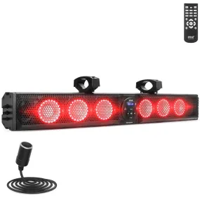 36" Wide Aluminum Alloy Sound Bar Speaker System W Aux/Bt/Usb/Rgb Lights And Remote Control, 6 X 30 Watts
