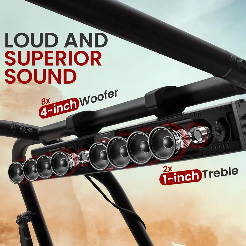 46" Wide Aluminum Alloy Sound Bar Speaker System W Aux/Bt/Usb/Rgb Lights And Remote Control, 8 X 30 Watts