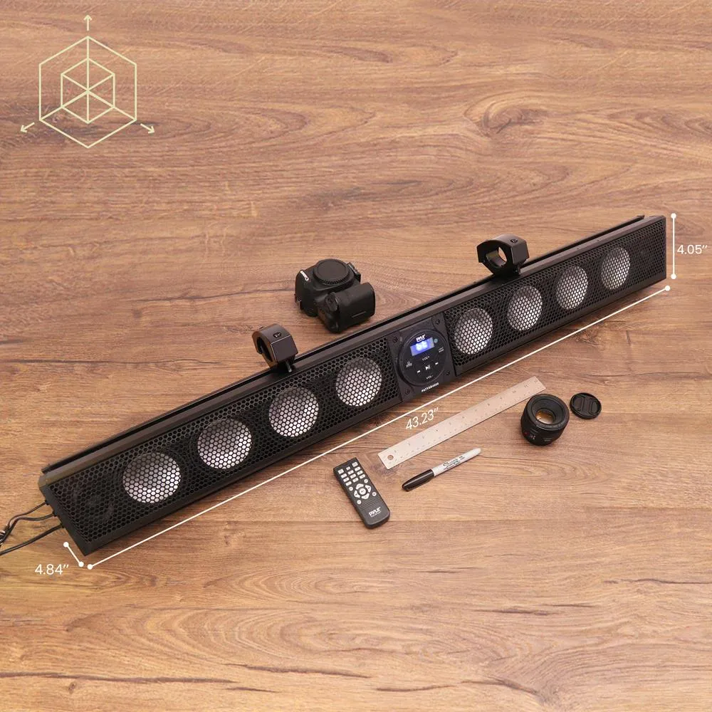 46" Wide Aluminum Alloy Sound Bar Speaker System W Aux/Bt/Usb/Rgb Lights And Remote Control, 8 X 30 Watts