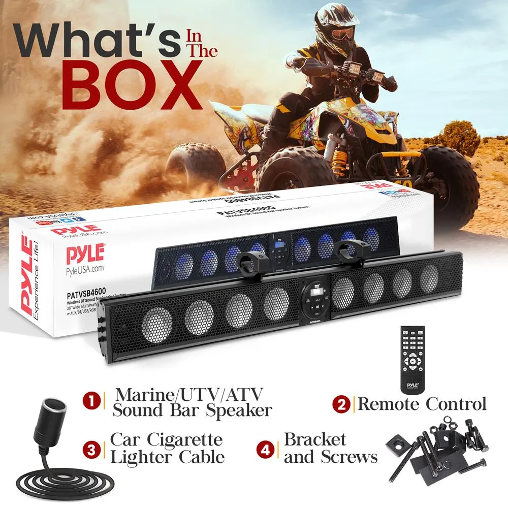 46" Wide Aluminum Alloy Sound Bar Speaker System W Aux/Bt/Usb/Rgb Lights And Remote Control, 8 X 30 Watts