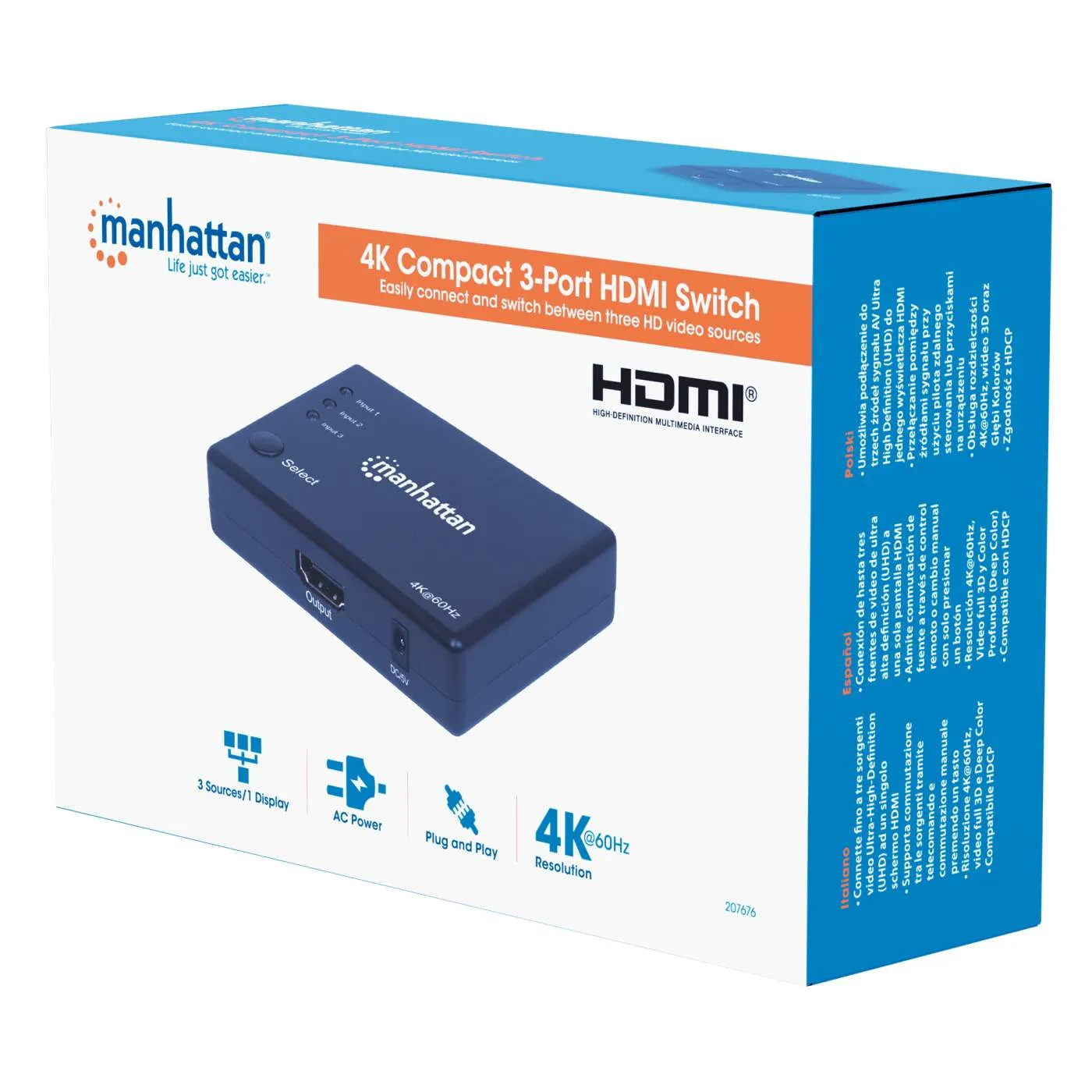 4K Compact 3-Port HDMI Switch