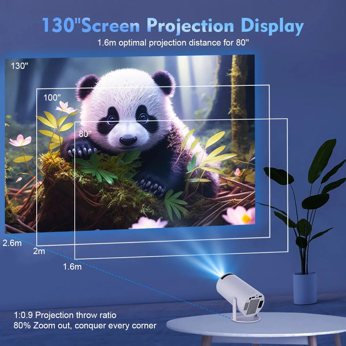 4K Wifi Portable Projector with Remote Control