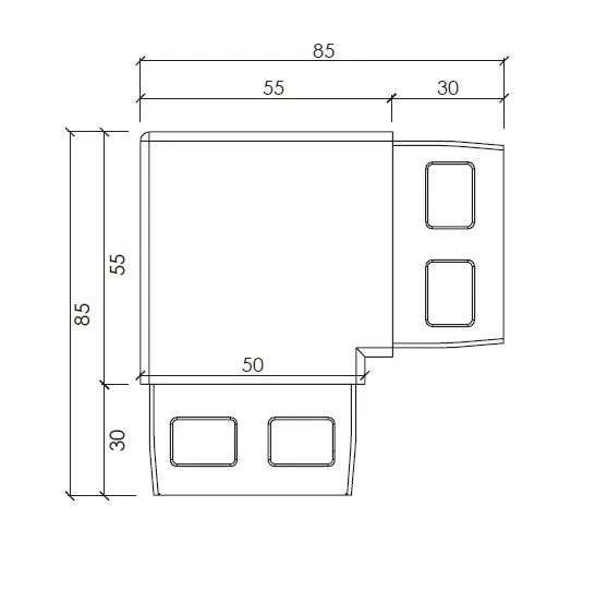 50X25MM EURO OFFSET 90ºDEGREE JOINER