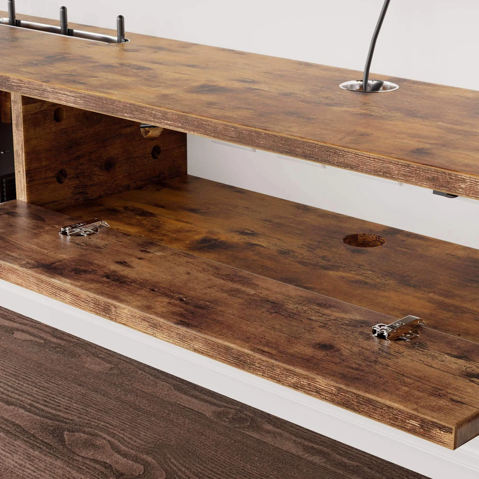 55.12" Eclan Rustic Brown Floating TV Stand