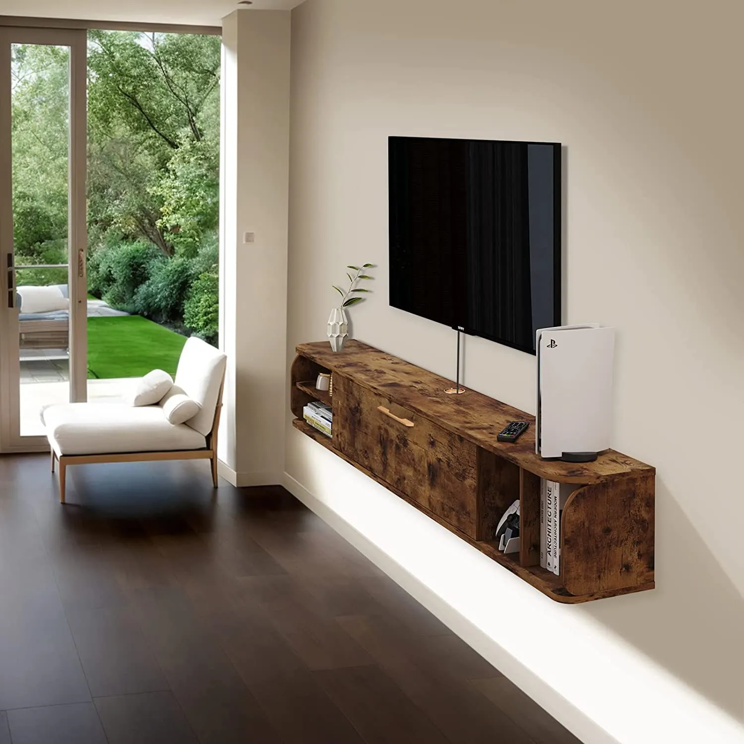 58" Prima TV Stand Rustic Brown