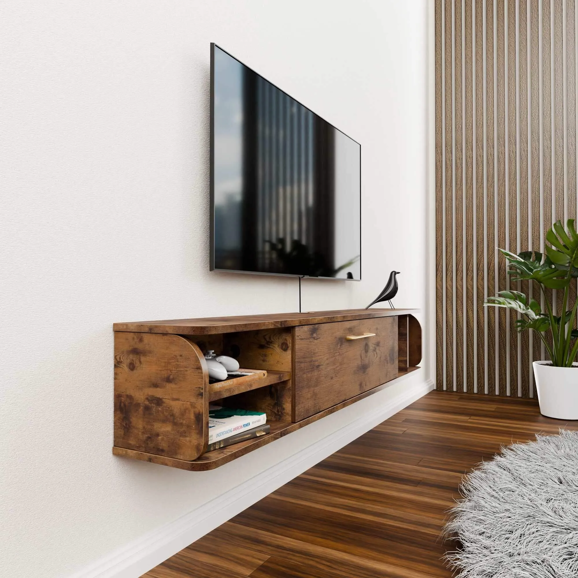 58" Prima TV Stand Rustic Brown