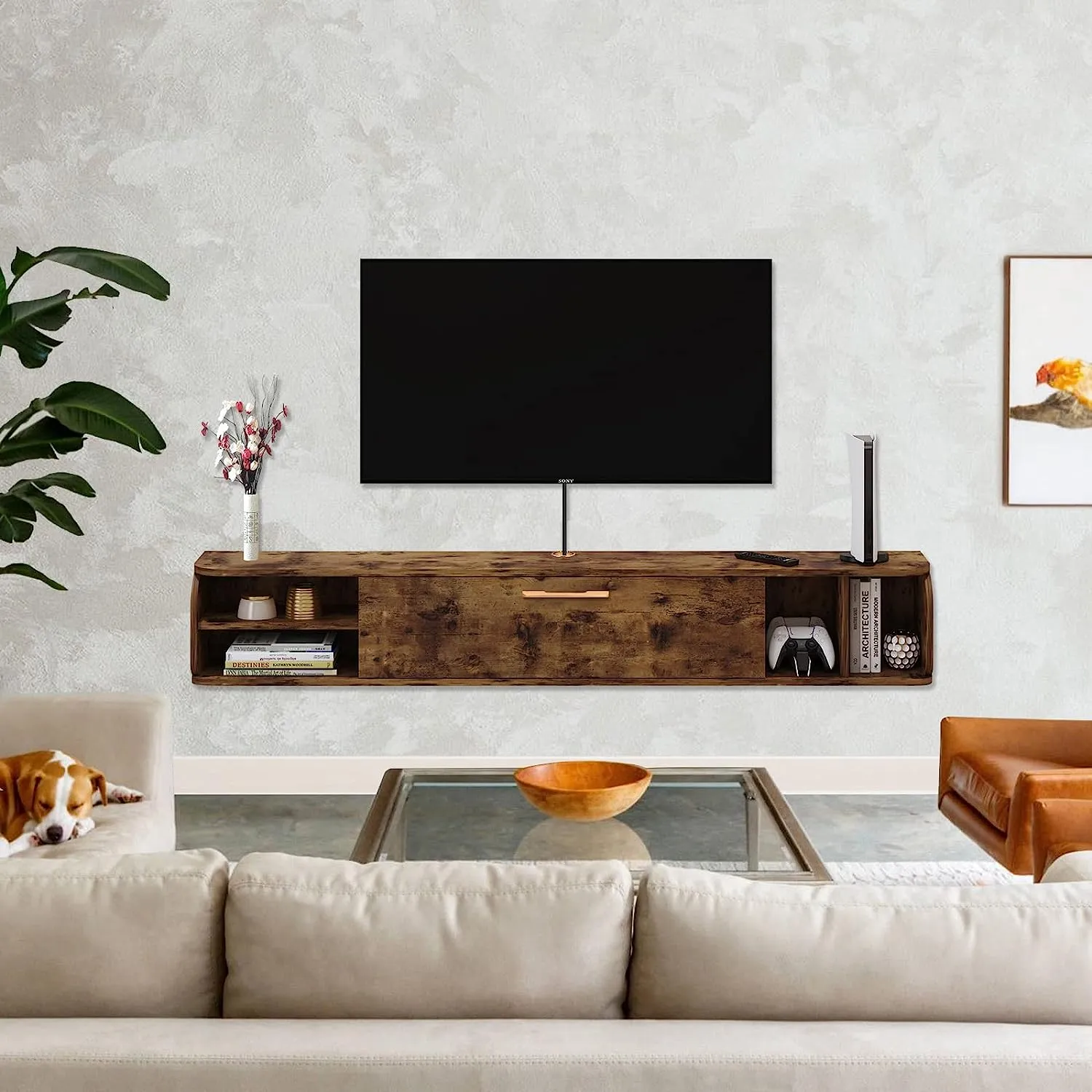58" Prima TV Stand Rustic Brown