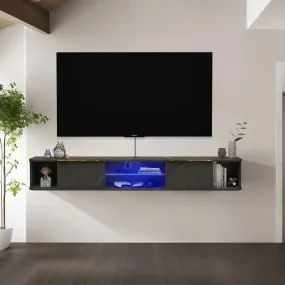 63" Arrangio LED Floating TV Stand, Marble Grey