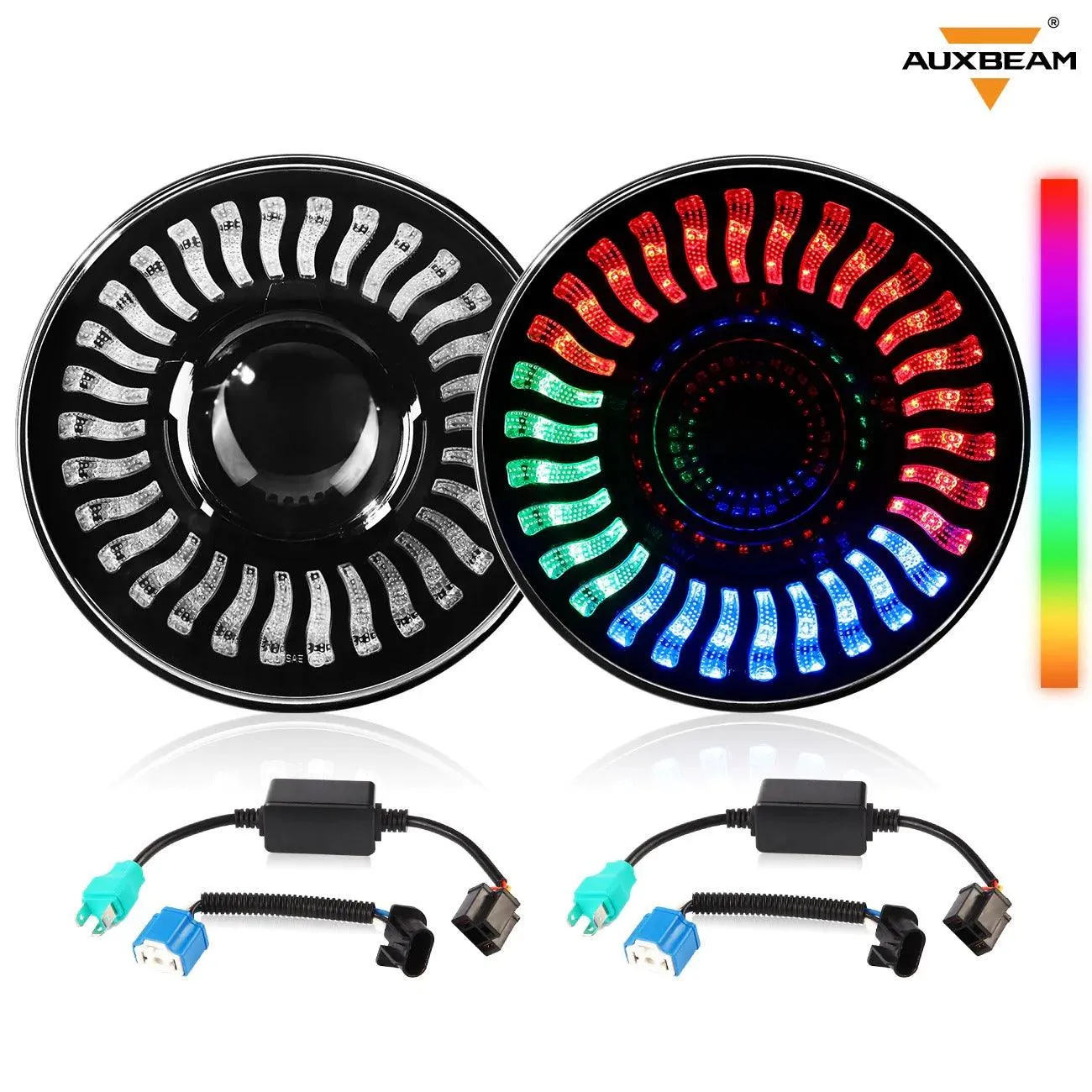7 inch 80W 8000Lumens LED Headlight RGB Flowing Halo Ring