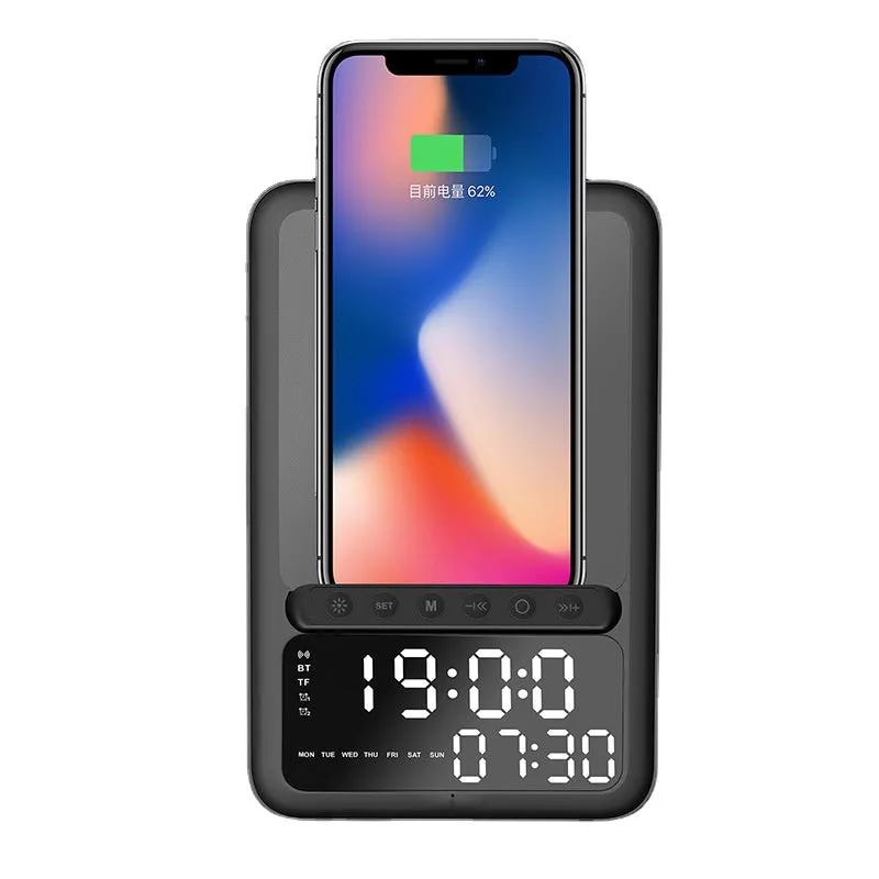 Alarm Clock Calendar Wireless Charger Multifunctional Bluetooth Speaker Mobile Phone Bracket Bluetooth Speaker