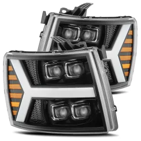 Alpharex Nova-Series LED Projector Headlights Jet Black For Silverado (2007-2013)