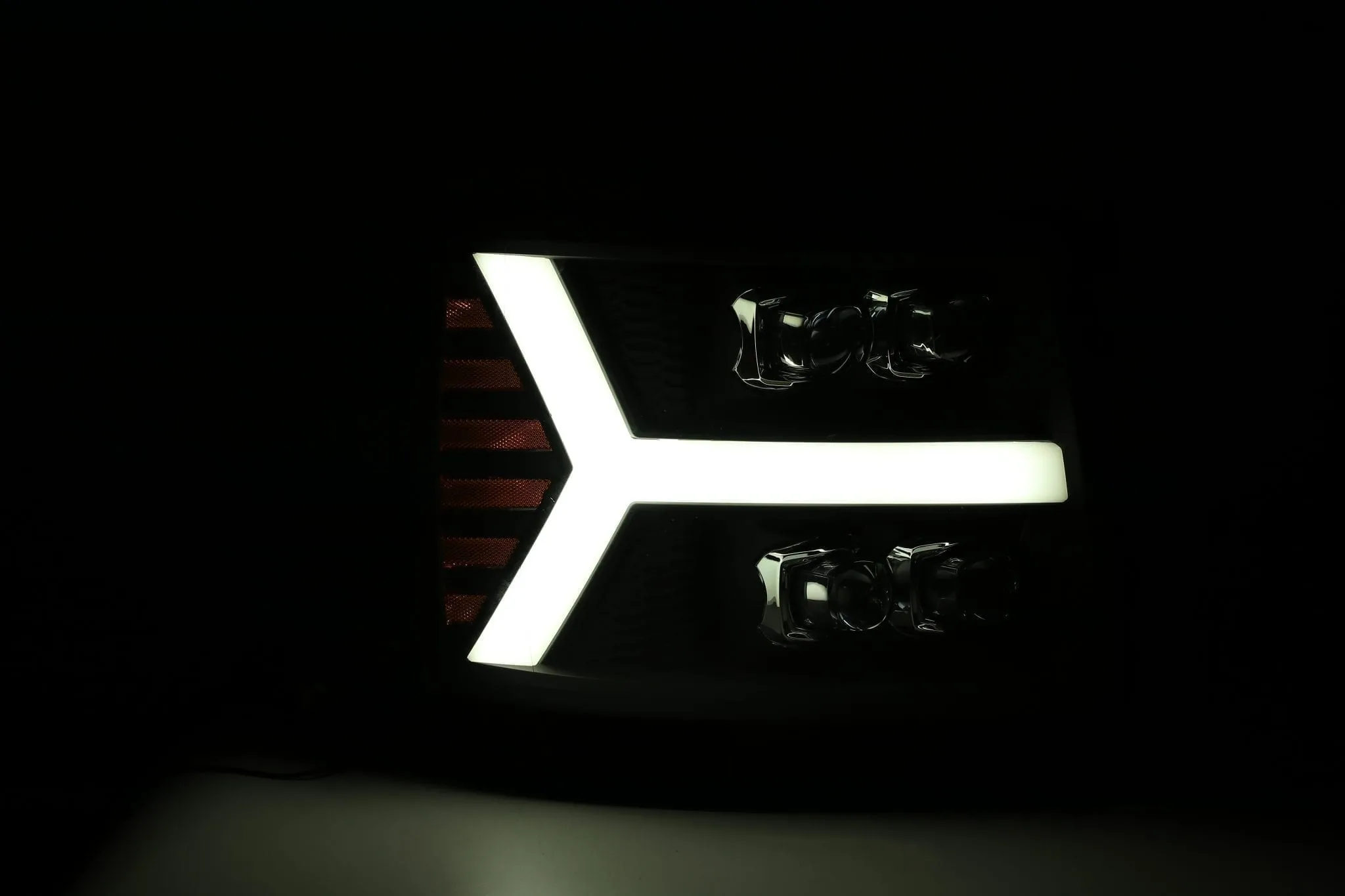 Alpharex Nova-Series LED Projector Headlights Jet Black For Silverado (2007-2013)