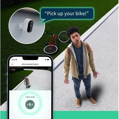 Arlo Essential 2K Outdoor Security Camera, Pack of 2, White - Model VMC2250100EUS