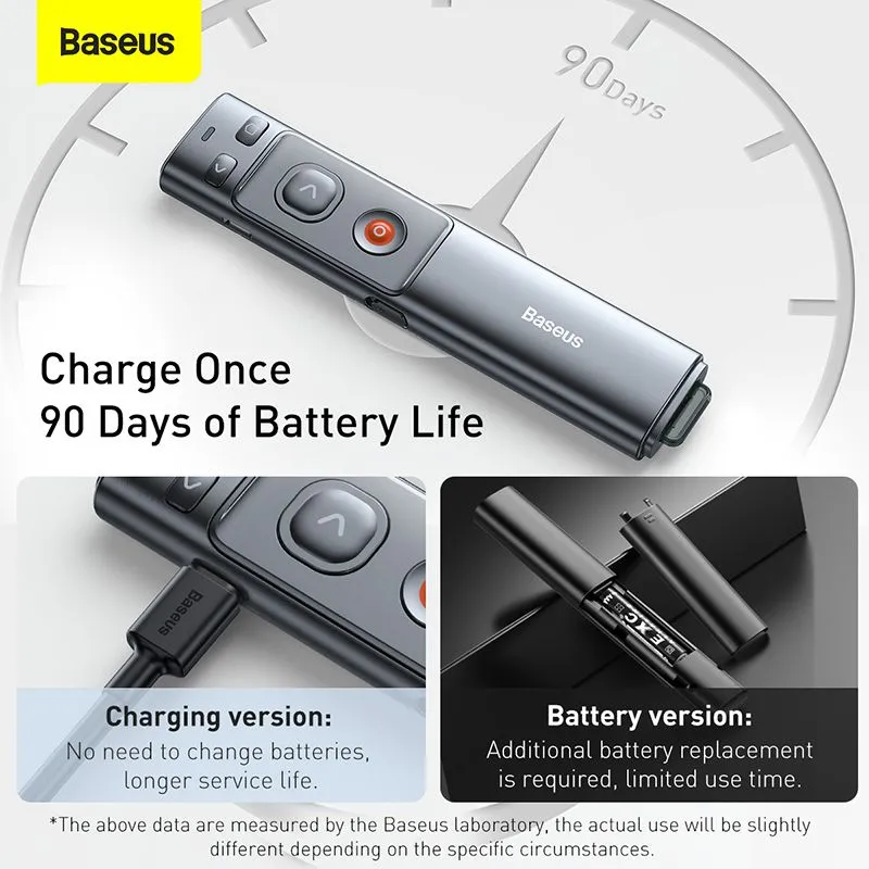 Baseus Orange Dot laser pointer remote control for PC presentation with built-in battery gray (WKCD000013)