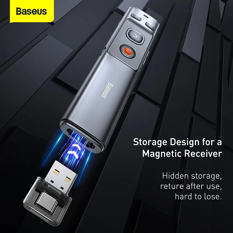 Baseus Orange Dot laser pointer remote control for PC presentation with built-in battery gray (WKCD000013)