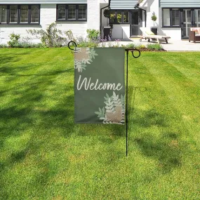 Battery-Operated Lighted LED Outdoor Banner with Garden Flag Stand - Welcome