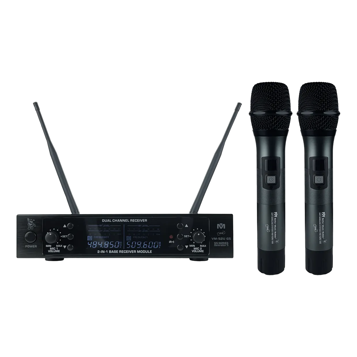 Better Music Builder DX-388 G5 1400W Karaoke Mixing Amplifier Bundle with VM-52 G5 Wireless Microphones