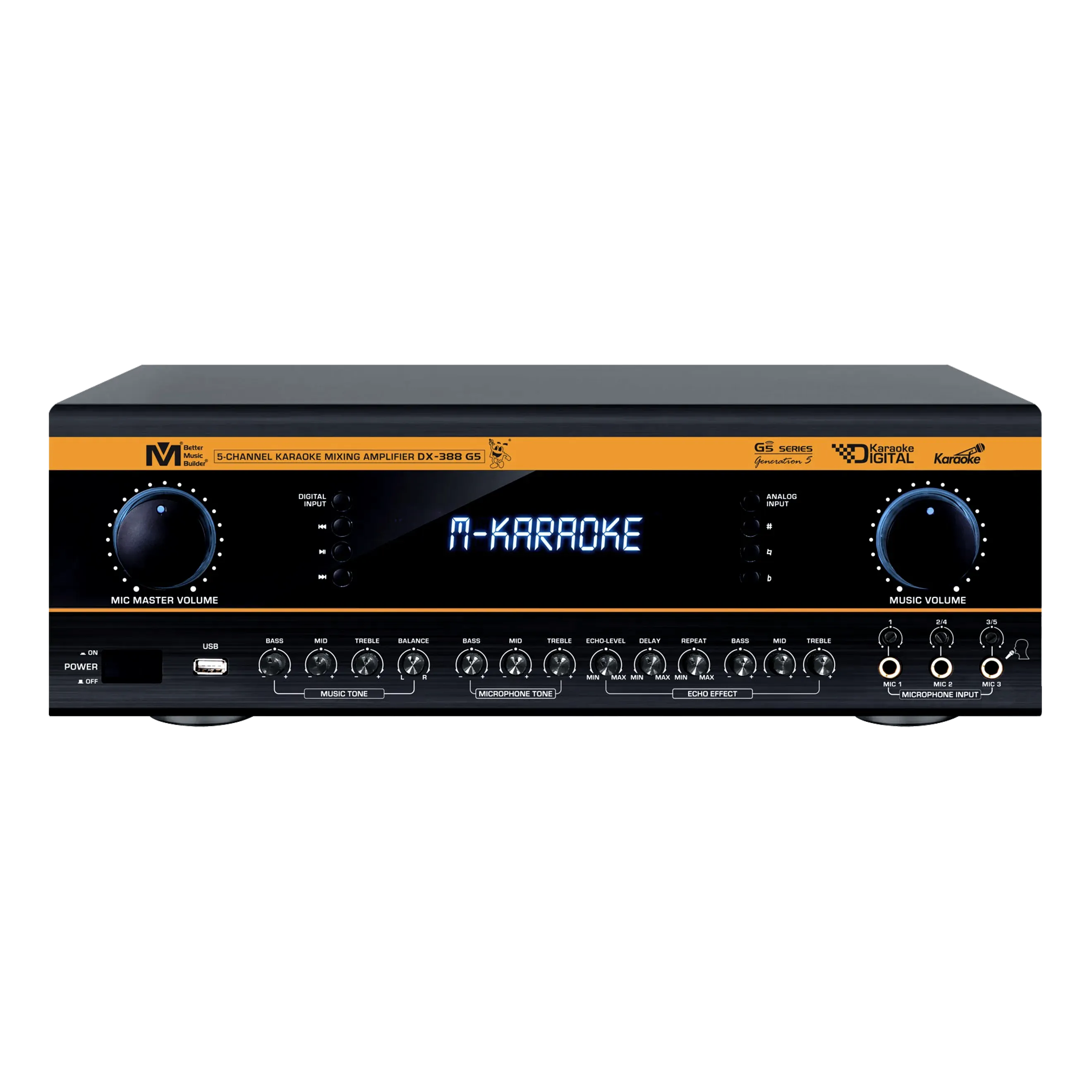 Better Music Builder DX-388 G5 1400W Karaoke Mixing Amplifier Bundle with VM-52 G5 Wireless Microphones