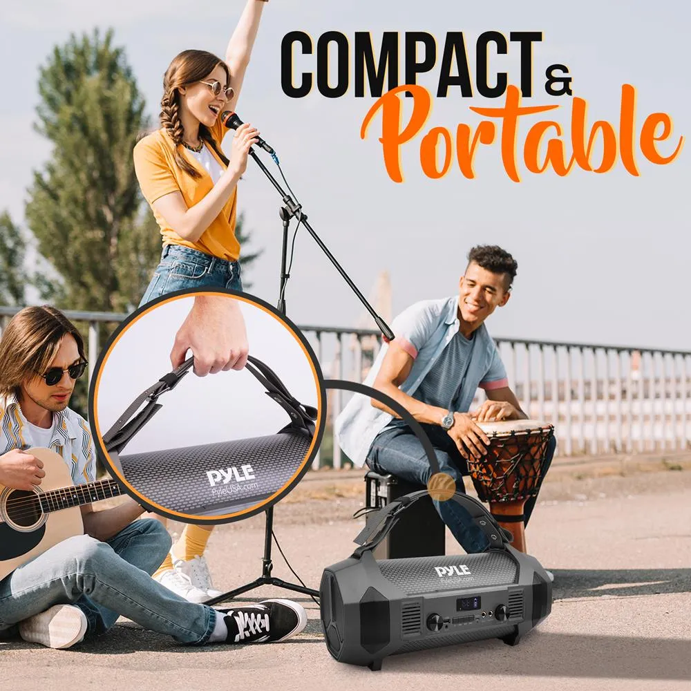 Bluetooth Boombox Karaoke Speaker System - Wireless & Portable Stereo Radio Speaker With Wired Handheld Microphone, Fm Radio