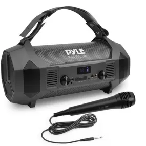 Bluetooth Boombox Karaoke Speaker System - Wireless & Portable Stereo Radio Speaker With Wired Handheld Microphone, Fm Radio
