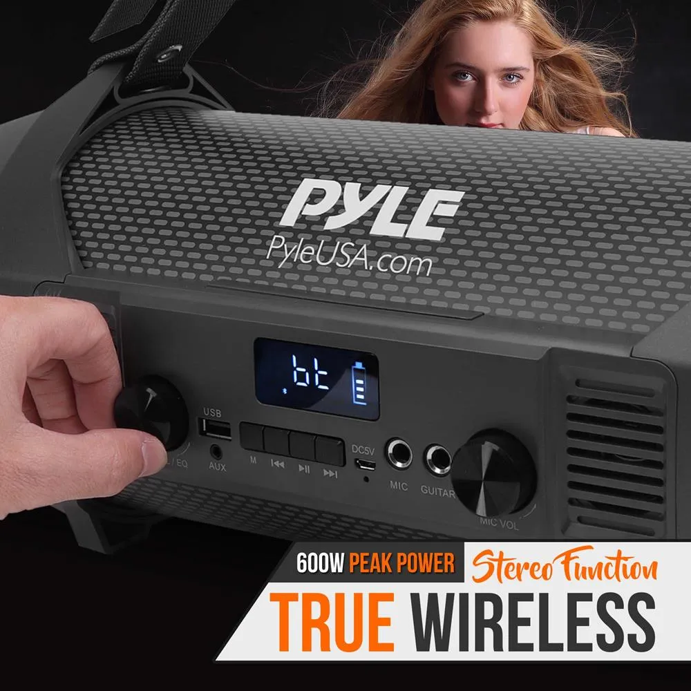 Bluetooth Boombox Karaoke Speaker System - Wireless & Portable Stereo Radio Speaker With Wired Handheld Microphone, Fm Radio