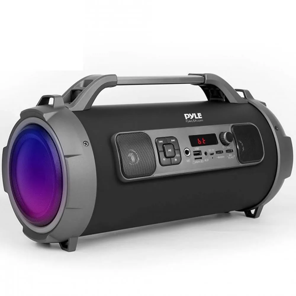 Bluetooth Boombox Speaker System - Wireless & Portable Stereo Radio Speaker With Flashing Dj Party Lights, Fm Radio
