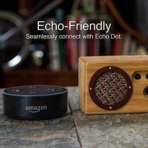 Bongo Bamboo Bluetooth Speaker - Portable & Wireless Retro Wood Design - Vintage Black & White