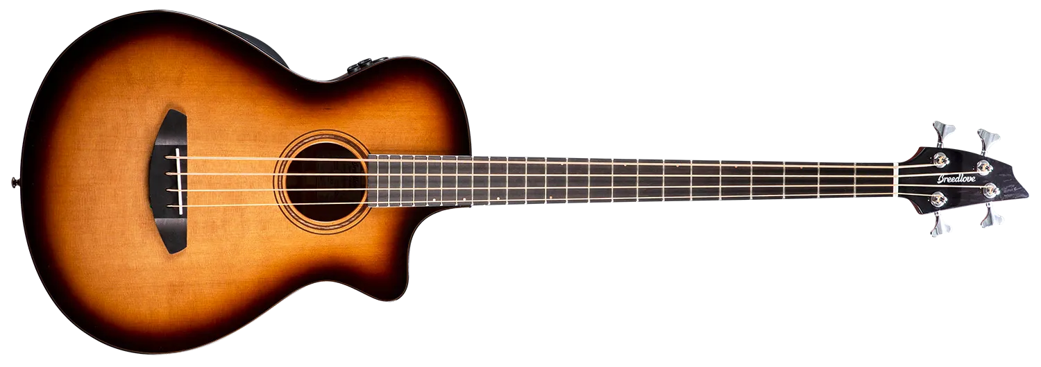 Breedlove Solo Pro Concerto Edgeburst CE Acoustic-Electric Bass Guitar With Hardshell Case