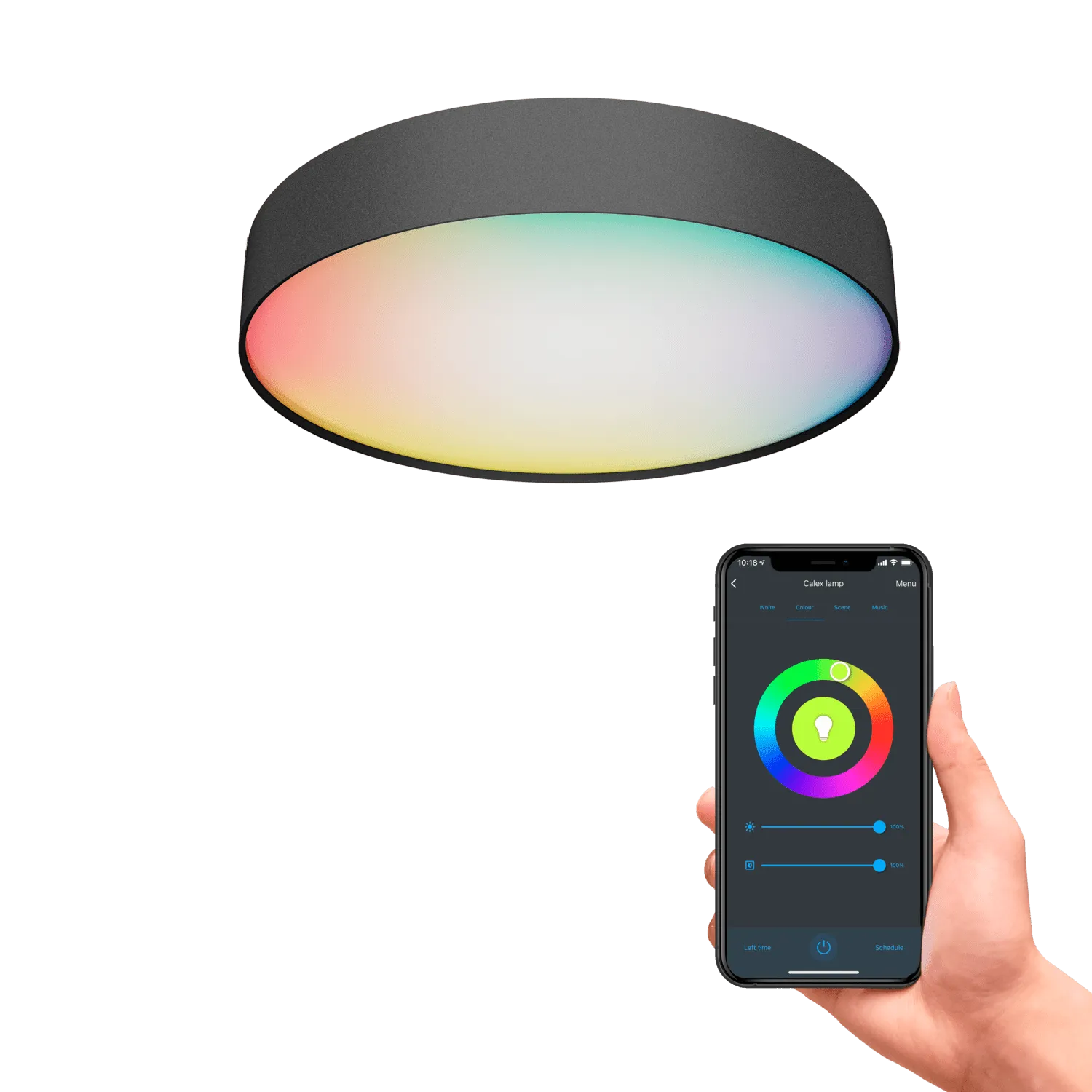 Calex Smart Ceiling Lamp 30cm - RGB Warm White - Black