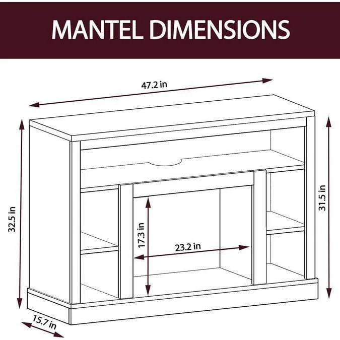 Cambridge 47 In. Electric Fireplace with a Multi-Color LED Insert and Cherry Mantel