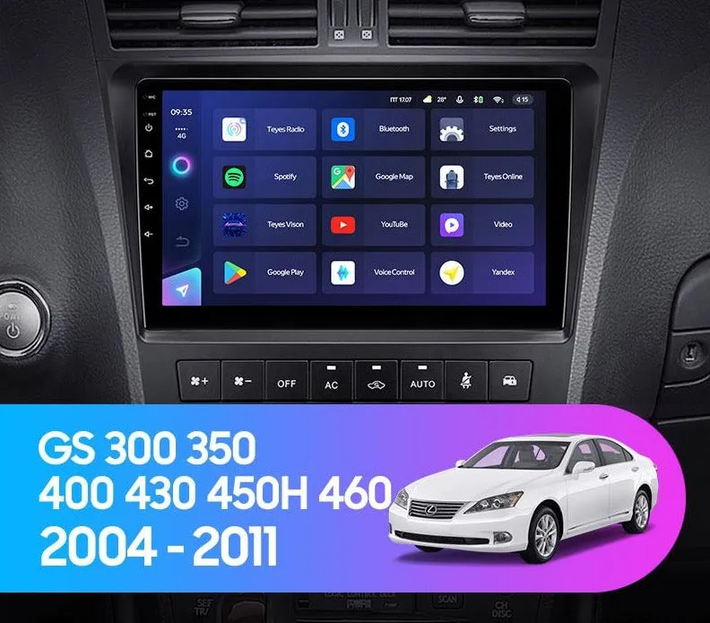 Car Dealz Elite 4G Data Model 10.2" Android 10.0 For Lexus GS300 S190 GS350 GS400 GS430 GS450h GS460 GS 300 III 3 350 400 430 450h 460 2004 - 2011 GPS Bluetooth Car Player Navigation Radio Stereo DVD Head Unit In Dash Plus OEM Fascia