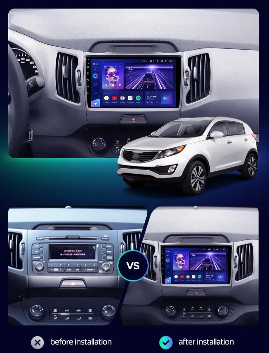 Car Dealz Elite 4G Data Model 10.2" Android 12.0 For Kia Sportage 3 SL 2010 - 2016 In Dash Plus OEM Fascia
