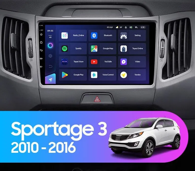 Car Dealz Elite 4G Data Model 10.2" Android 12.0 For Kia Sportage 3 SL 2010 - 2016 In Dash Plus OEM Fascia