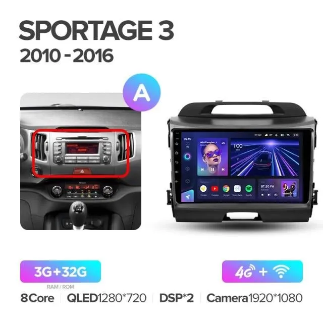 Car Dealz Elite 4G Data Model 10.2" Android 12.0 For Kia Sportage 3 SL 2010 - 2016 In Dash Plus OEM Fascia
