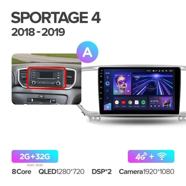 Car Dealz Elite 4G Data Model 10.2" Android 12.0 For Kia Sportage 4 QL 2018-2019 In Dash Plus OEM Fascia